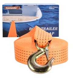 Seamander Boat Trailer Winch Strap with Hook,Heavy Duty Winch Strap Suitable for Towing and Boat Trailers,2 Inch 20-Foot 10,000 lbs Capacity