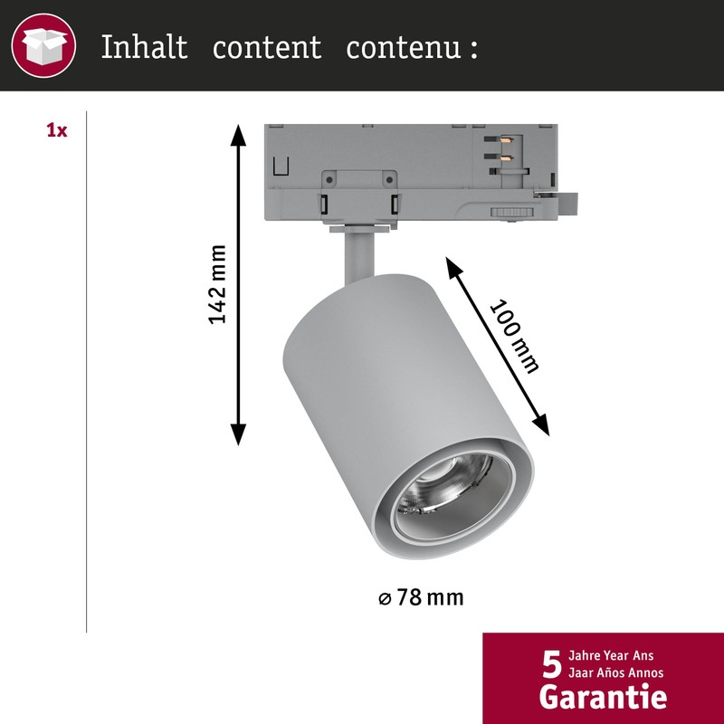 Paulmann 96558 ProRail3 LED Track Spot Kratos 36° 1000lm 9W