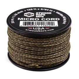 Atwood Rope MFG Tactical Nylon/Polyester Micro Utility Cord 1.18mm X 125ft Reusable Spool | Fishing Gear, Jewlery Making, Camping Accessories (M Camouflage)