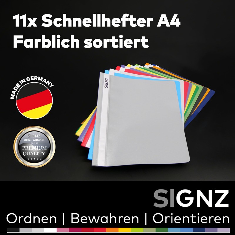 SIGNZ File Folder DIN A4, Sturdy, Pack of 11, 11