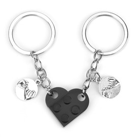 MUCOOS Sweet Matching Heart Keychain,Brick Heart Keychain for Couples, Girlfriend Gifts, Boyfriend, Husband Birthday Gift,Matching Keychains for Couples,Couple Keychain for Valentine's Day,Black