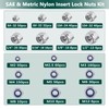 750PCS SAE & Metric Nylon Insert Lock Nuts Kit, 304