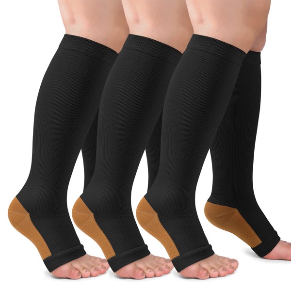 3 Pack Open Toe Compression Socks for Women and Men,