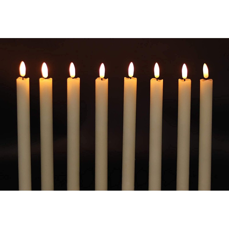 GenSwin Flameless Ivory Taper Candles Flickering with 10-Key Remote, Battery