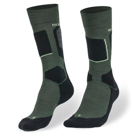 Merino Hiking Socks – Trekking Socks Made of Merino Wool – Men and Women – Anti-Bubble Padding, Black-grey-dark green