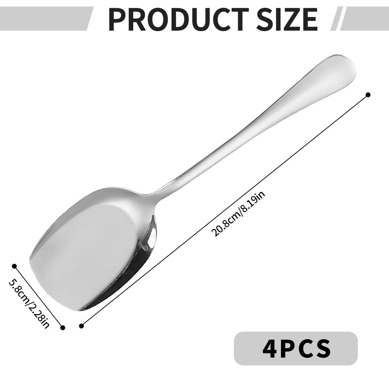 HAYGEM Set of 4 Stainless Steel Teaspoons, Thickened and Widened