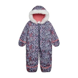 Carter's Infant Unisex Baby Puffer Pram Suit – Faux Fur Trim Hooded One-Piece with Cozy Insulation, Navy Ditsy Floral, 6-9 Months