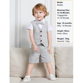 mintgreen Infant Formal Suit Short Sleeve Set, Light Grey, 3-4 Years
