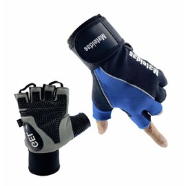 Mateidas gym gloves men cycling gloves for men weight lifting gloves women bike gloves leather with wrist strap breathable padded support with palm protection (Blue, L)