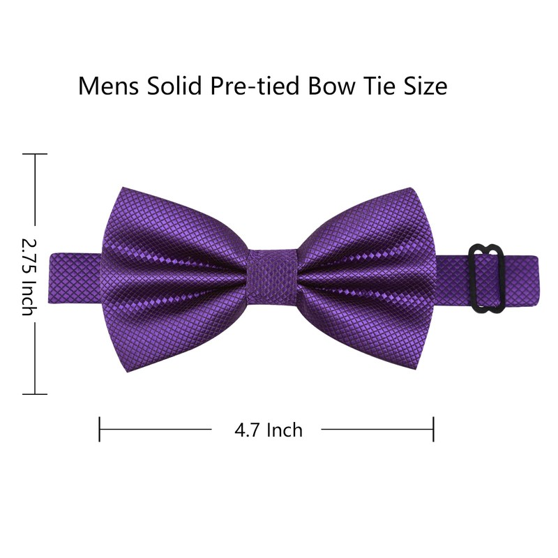 Alizeal Mens Solid Color Bow ties Polyester Pre Tied Wedding