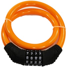 Peach Craft Bicycle Key Lock Cable Lock Wire Lock Dial Lock 4 Digit CYCLKD4002YL Yellow