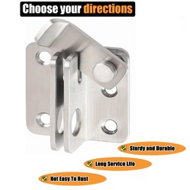 Litensh Door Bolt Lockable Stainless Steel Deadbolt Lock with Padlock Hole Door Lock Door Lock Furniture Lock for Wooden Gates Garden Cupboard Right Open (Silver, S: 40 x 45)