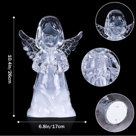 VylbCove Acrylic Guardian Angel Figurine with LED Light, Clear Crystal Glass Finish Angel Statue, Large Christmas Angel Lamp Gift for Women, Collectible Ornaments Decorations(Praying)