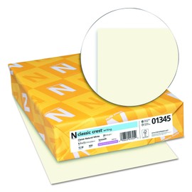 Neenah Paper 01345 Classic Crest Premium Paper, 24 lb, 8.5 x 11 Inches, White, 500 Sheets per Ream, Classic Natural White