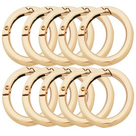 Bytiyar 10 pcs 2 inch (50 mm) Inside Diameter Round Carabiners Clips Snap Hooks Zinc Alloy Spring Gate O Rings Buckles DIY Accessory Light Gold