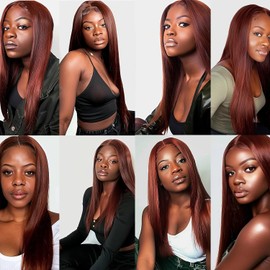 Auburn Brown Straight Bundles Human Hair 12 14 16 Inch Brazilian Reddish Brown Human Hair Bundles for Black Women (100g/Pc)