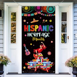 Blosssound Hispanic Heritage Month Banner Decor 71 x 35 Inch Spanish Door Banner Latinx American Spanish Speaking Door Cover for National Hispanic Heritage Month Home Classroom Decorations