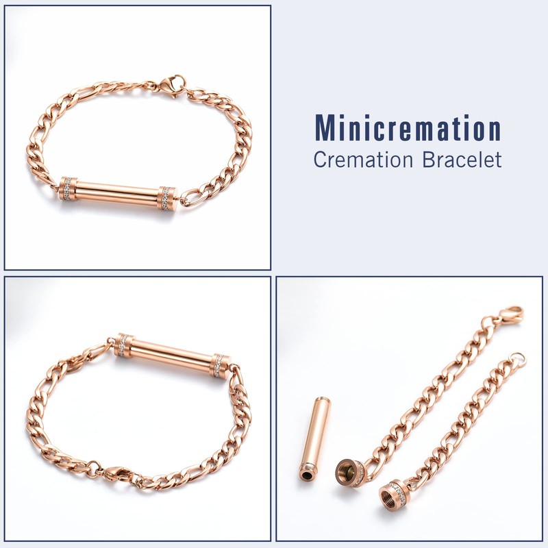 Minicremation Cylinder Cremation Urn Bracelet for Ashes Stainless Steel Memorial