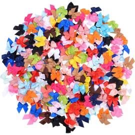 Angelkiss 200 Pieces Mini Satin Ribbon Bows DIY Crafts for Sewing Flowers Appliques Crafts Decoration Hair Accessories for Wedding Gift Box (Multicolor)