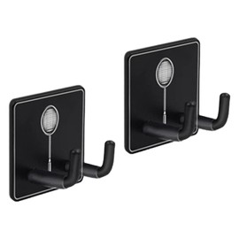 2X Estante para Raqueta montado en la Pared, Soporte para Raqueta de Tenis, Gancho de Pared de Acero Inoxidable, Gancho Universal para Raqueta de