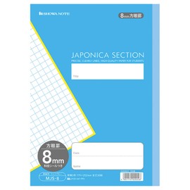 Showa Notebook, Japonica Study Book, 0.3 inch (8 mm) Square Ruled, Blue, Pack of 5 MJS-8*5