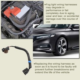 Priprilod Front Fog Light Wiring Harness Left LH Driver Side Compatible with Honda Accord 2018 2019 2020# 32216-TVC-Y00