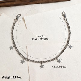 Star Pants Chain for Women Gun Color Y2k Jeans Chains Punk Wallet Pocket Accessories Hip Hop Waist Jewelry Gift for Women
