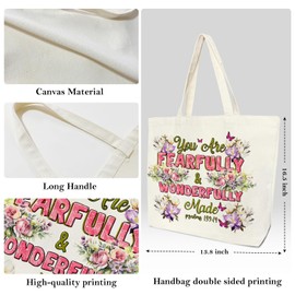 Christian Canvas Tote Bag Church Bag Handbag, Religious Gifts Inspirational Gifts for Ladies Sister Daughter Wife Coworker, Scripture Reusable Grocery Bags Shopping Tote Bag Bible Bags for Women -15