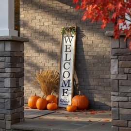 WYDM Welcome Sign for Front Porch, 45"×9" Welcome to Our Home Sign Strength Durability, Outdoor Welcome Sign Wooden Frame Weight Light for Farmhouse Wall Hanging Decoration (Wood)