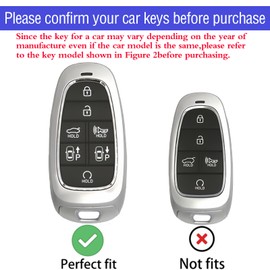 TOGAFEY for Hyundai Key Fob Cover with Keychain Soft TPU Car Key Case Holder 360 Degree Protection for 2019-2024 Hyundai Palisade Sonata Santa fe Tucson 7 Buttons Smart Key(A Gray)
