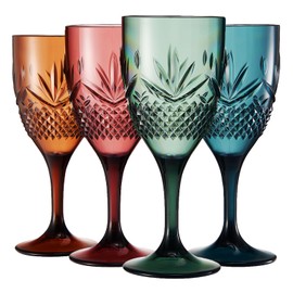 Shatterproof Tritan Stemmed Fancy Wine Glasses Goblets, Resalable | 4 Set | Muted Colors Crystal Glass Lookalike Crystal Acrylic Drinkware, Reusable Unbreakable BPA-free plastic, Outdoor & Indoor 11OZ