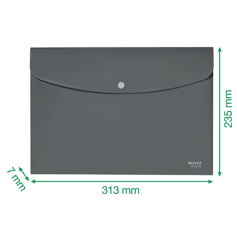 Leitz Recycle Document Wallet, 60 A4 Sheet Filing Capacity, Button