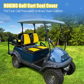 NOKINS Golf Cart Diamond Seat Covers Kit, Fit for Club Car Precedent OEM Standard Front Seat Cushion, Golf Cart Vinyl Seat Cover, No Nails Required (Yellow and Black)