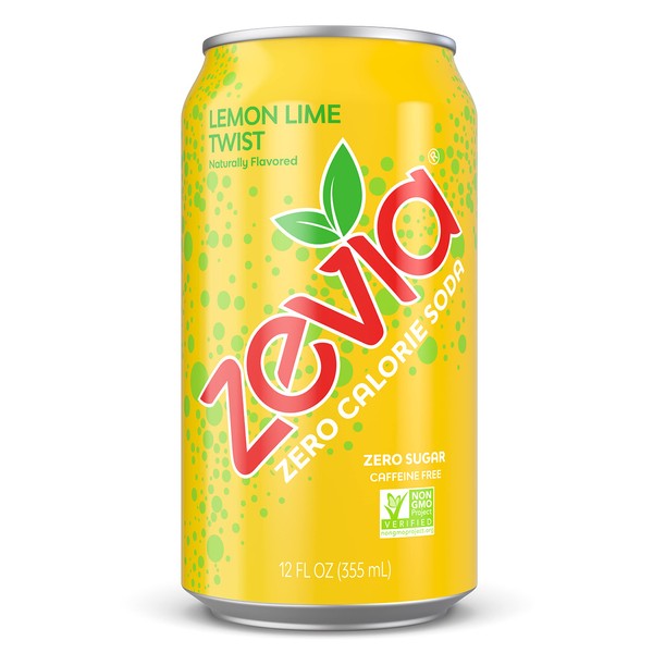 Zevia Zero Calorie Soda, Lemon Lime Twist, 12 Fl Oz Cans (Pack of 24)