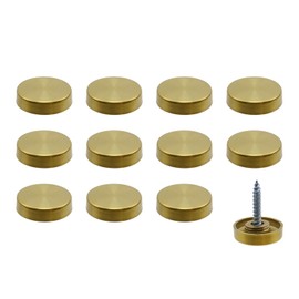 Rannb Decorative Mirror Screw, Gold Cap, 0.75" Cap Dia, 12pcs