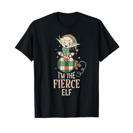 I'm the Fierce Elf Retro Matching Family Christmas Plaid T-Shirt