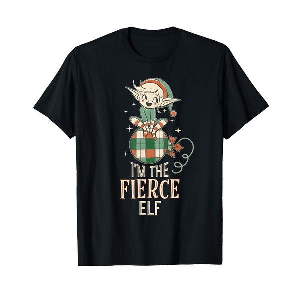 I'm the Fierce Elf Retro Matching Family Christmas Plaid T-Shirt