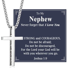 OAVOOK Gift for Nephew Necklace To My Nephew Cross Necklace Christian Religious Jewelry for Him