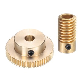 uxcell Worm Gear Set - 0.5 Module 60:1 Reduction Rate 6mm Hole Dia Gear Shaft and 6mm Hole Dia Gear Wheel 60T Drive Gear Box (Brass)