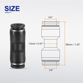 sourcing map 10pcs Push to Connect Fittings 1/4" OD x 1/4" OD Straight Pneumatic Connector Zinc Alloy Quick Connect Union Two-Way Fittings for Semi Truck Trailers Air Brake System, Black