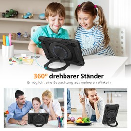 ROISKIN Case for Honor Pad X8a 11 Inch 2024 with Screen Protector & Shoulder Strap & Pen Holder, Heavy Duty Shockproof Military Honor Pad X8a Case, 360° Rotating Stand for Children, Black