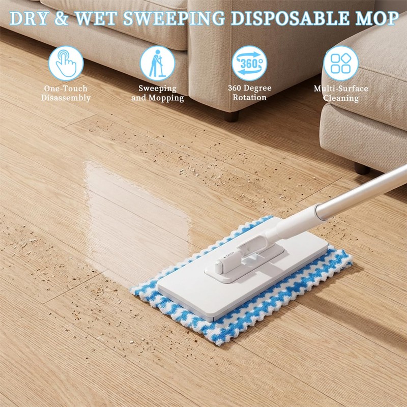 Snap Grip Mini Mop,2026 Upgraded Zero Touch Snap Grip Mini