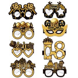 80th Birthday Glasses, LMSHOWOWO 8PCS Paper Novelty 80th Birthday Party Glasses, Funny Happy Birthday Photo Booth Props for Men Women Cheers to 80 Years 80th 1945 Birthday Party Decoration Supplies