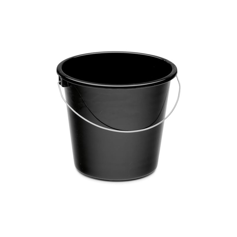Plastic Bucket Round 5 L Black with Metal Handle