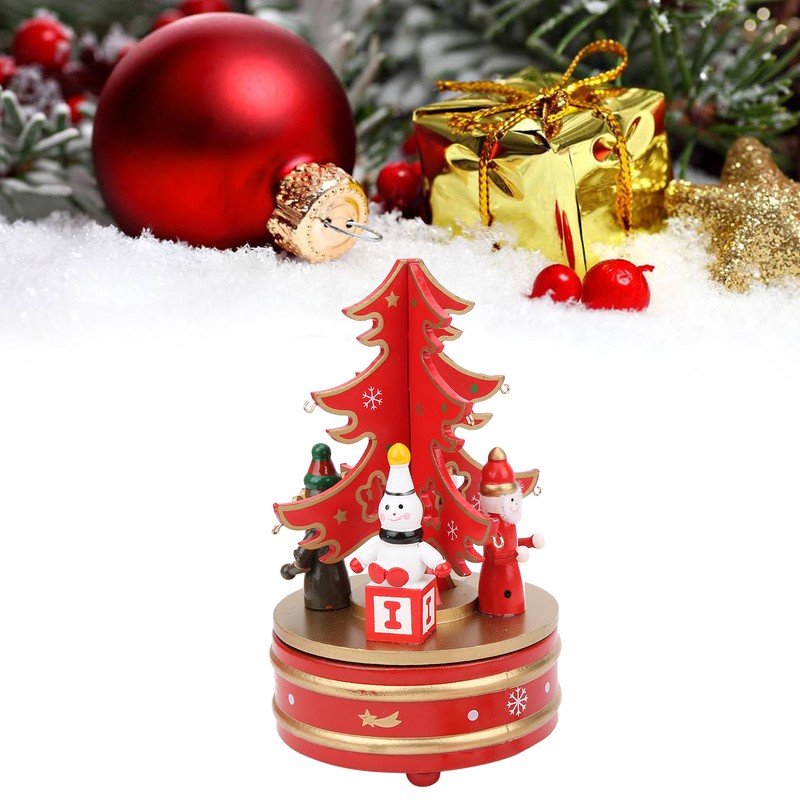 Christmas Music Box Wood Christmas Musical Box Xmas Decoration Gifts