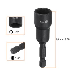sourcing map Magnetic Nut Driver 1/2" x 1/4" Quick Change Hex Shank Magnetic SAE Nut Driver CRV Steel for Impact Drive Nuts Bolts Driver Bit Set for Drill