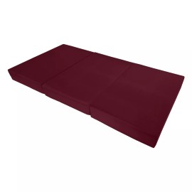 Danfuton Twin Burgundy Trifold Foam Bed, Shikibuton, Portable Ottoman Mat 6 x 39 x 75