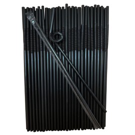 YAOSHENG Water cup Straw 10.23" x 0.23"Solid Colors Flexible Drinking Straws, Independent packaging Plastic Disposable Bendy Straws (200, black)