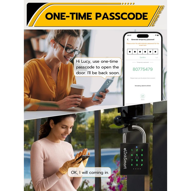 Anweller Heavy Duty Smart Padlock, Bluetooth Padlock with Code and