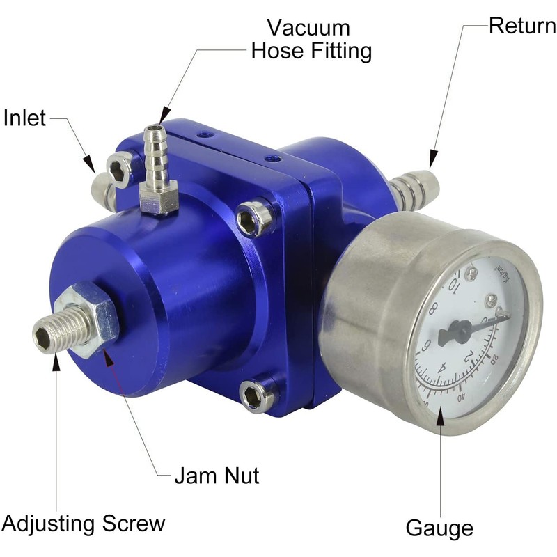 Adjustable Fuel Pressure Regulator with Gauge Hose 0-140 PSI Universal